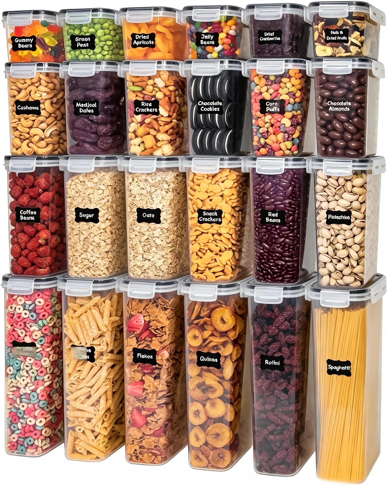 Food Snacks Label - Food storage containers with lids, 24-piece