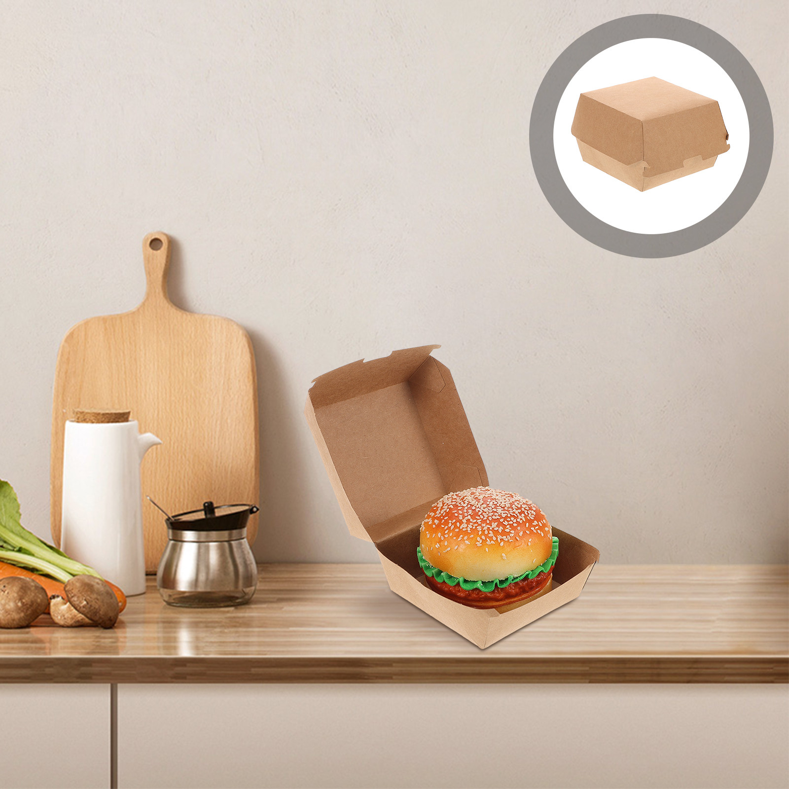 Food With Snacks - 30Pcs Burger Boxes Kraft Paper Food