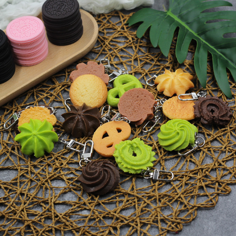 Zinc Food Snacks - Simulation Food Keychain Butter Cookies Keychain