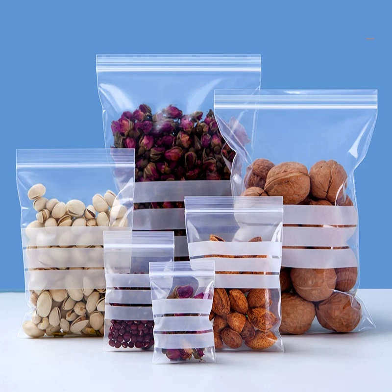 Food Snacks Label - 200PCS Clear PE Writing Ziplock Packaging