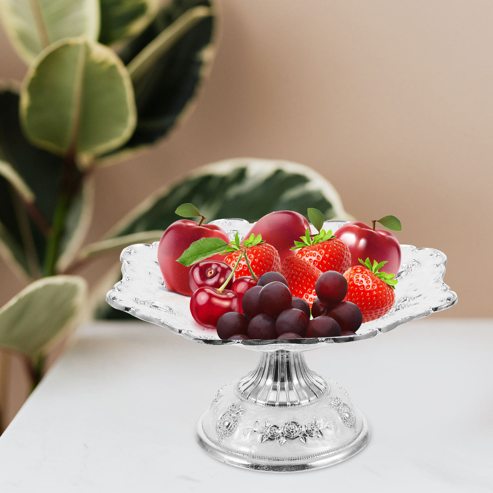 Zinc Food Snacks - European Style Silver Fruit Plate Zinc