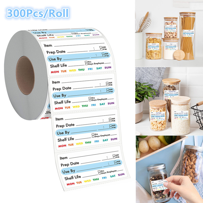 Food Snacks Label - 300Pcs/Roll Kitchen Date Food Sticker Label