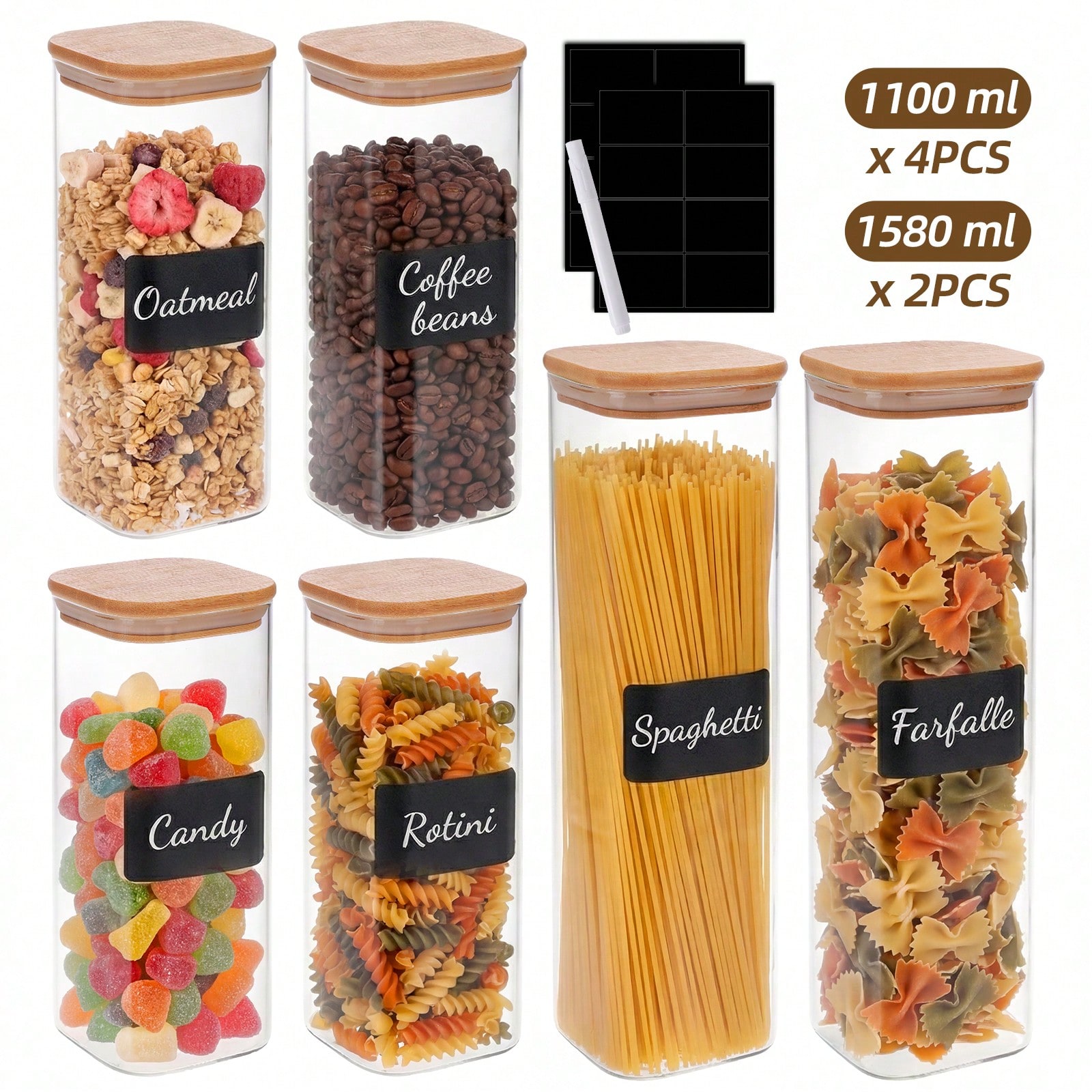 Food Snacks Label - Glass Food Storage Containers With Airtight
