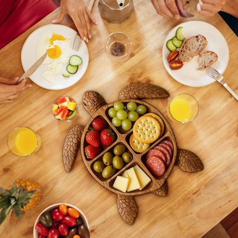 Food Platter Snacks - Wooden Octopus Serving Tray, Multi-functional Cooked