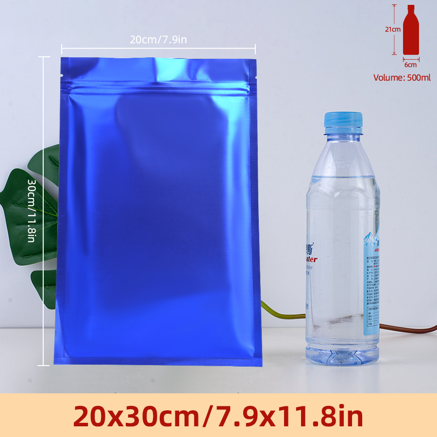 Food With Snacks - 100pcs Matte Blue Foil Zipper Pouches,