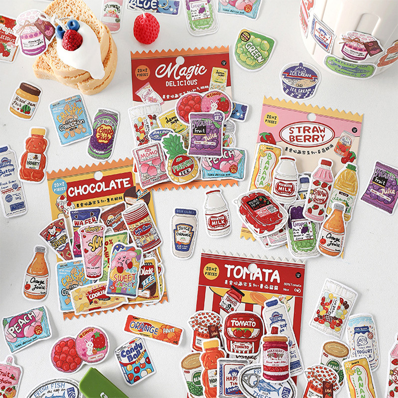 Food Snacks Label - Cute Food Stickers Fast Food Snacks