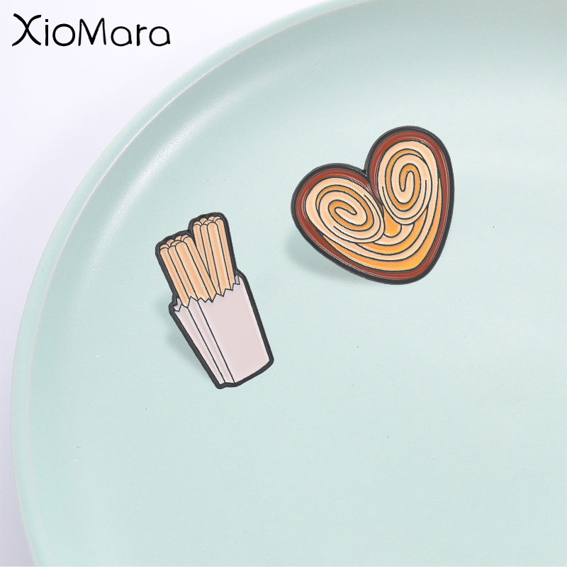 Zinc Food Snacks - Funny Snack Enamel Pin, Churros and