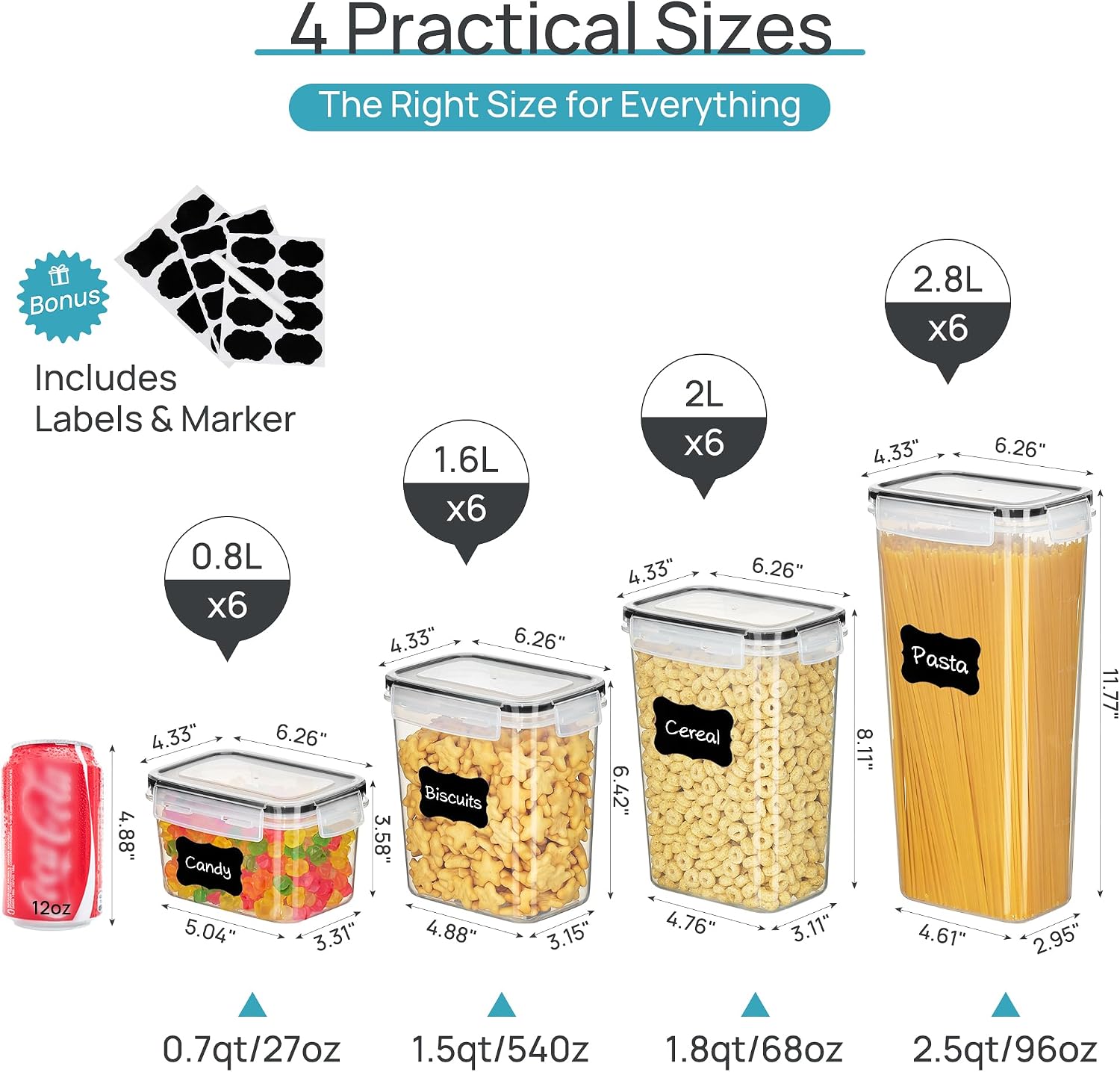 Vtopmart Airtight Food Storage - Food Snacks Label recension och pris