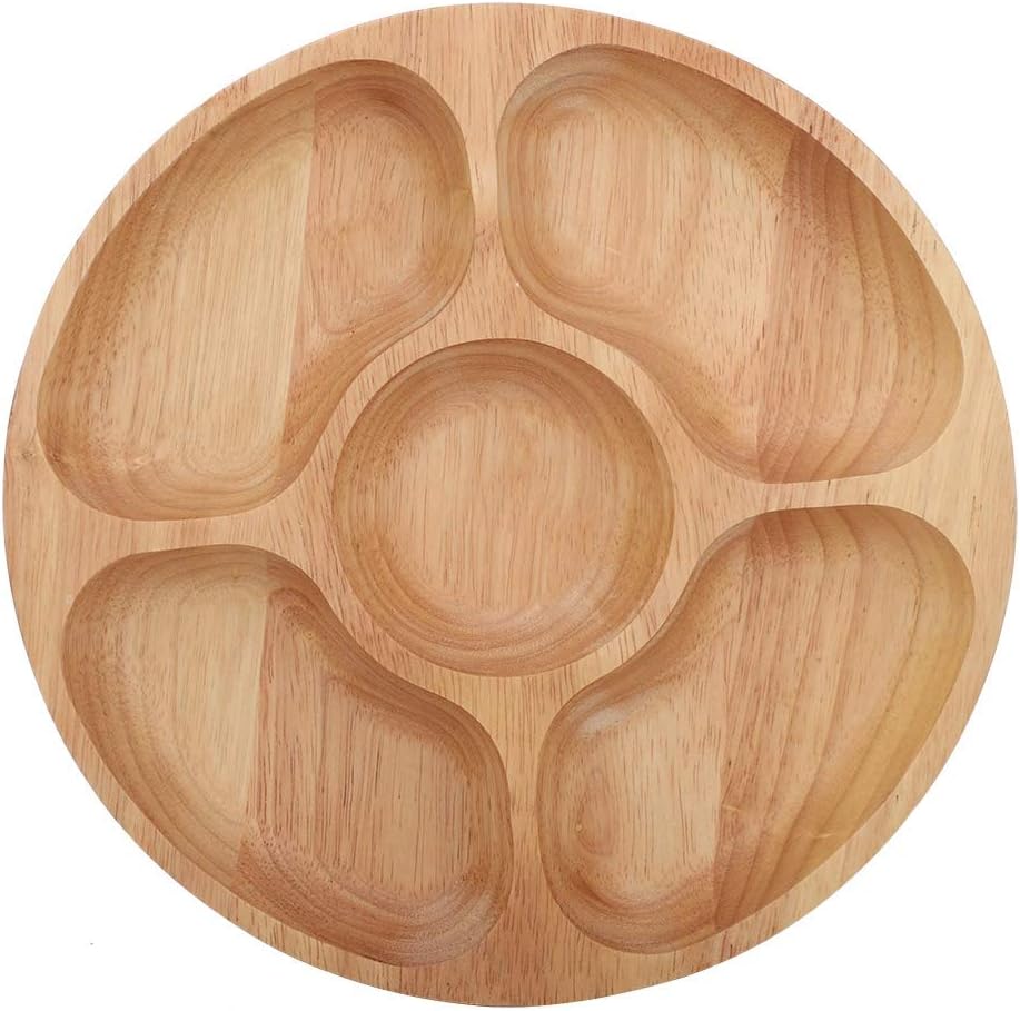 5 Sectional Tray, Wooden Divid - Food Platter Snacks recension och pris