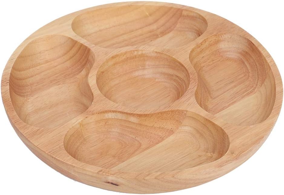 5 Sectional Tray, Wooden Divid - Food Platter Snacks recension och pris