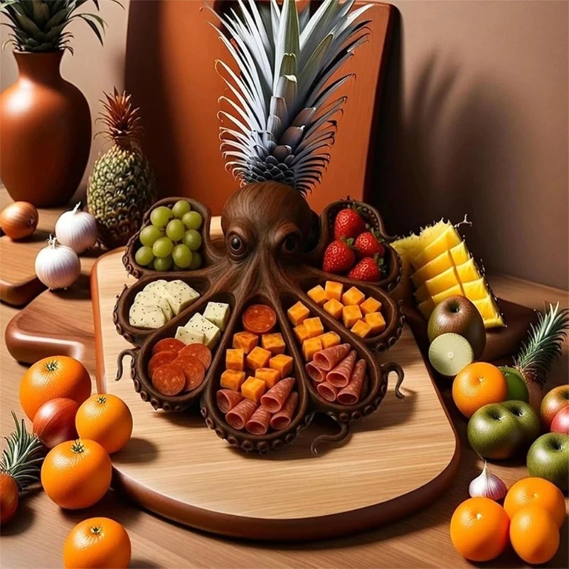 Wooden Octopus Serving Tray, M - Food Platter Snacks recension och pris