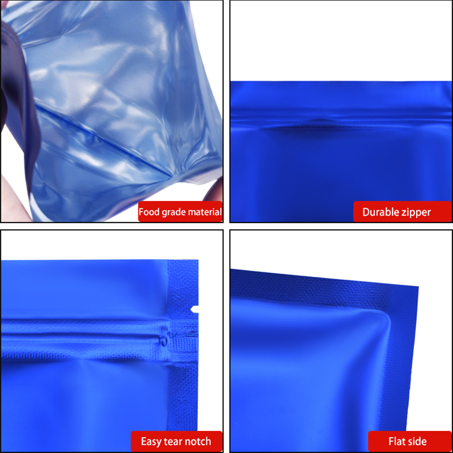 100pcs Matte Blue Foil Zipper  - Food With Snacks recension och pris