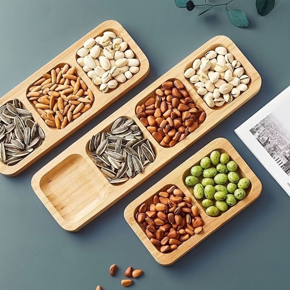 Natural Bamboo Divided Snack S - Food Platter Snacks recension och pris