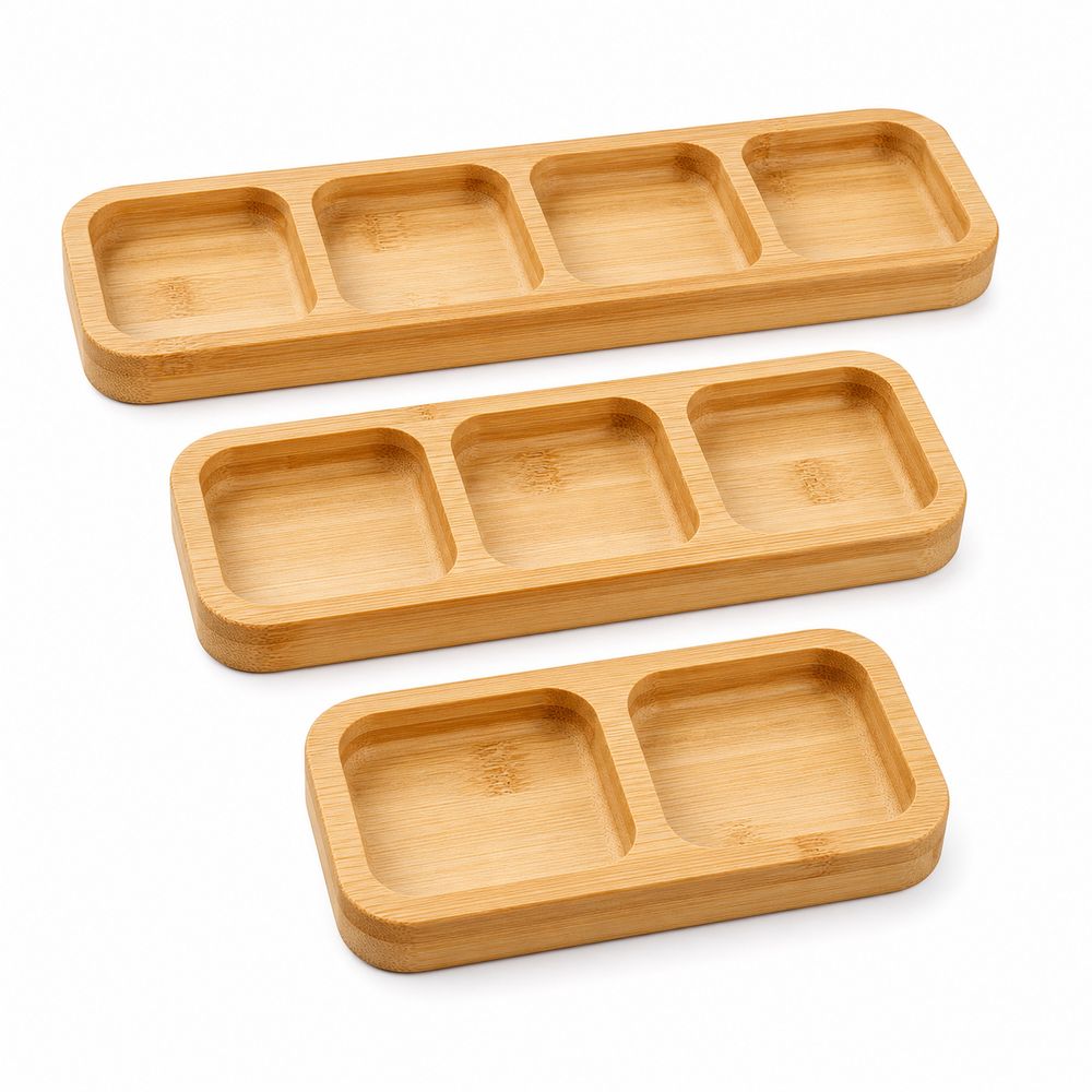 Natural Bamboo Divided Snack S - Food Platter Snacks recension och pris