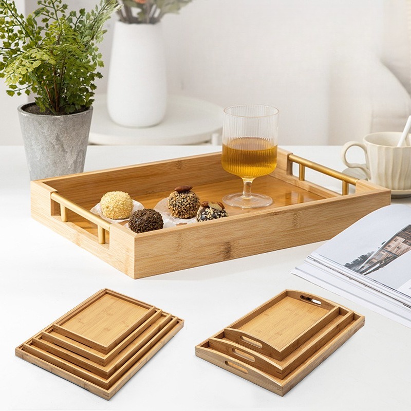 Natural Bamboo Serving Tray Se - Food Platter Snacks recension och pris