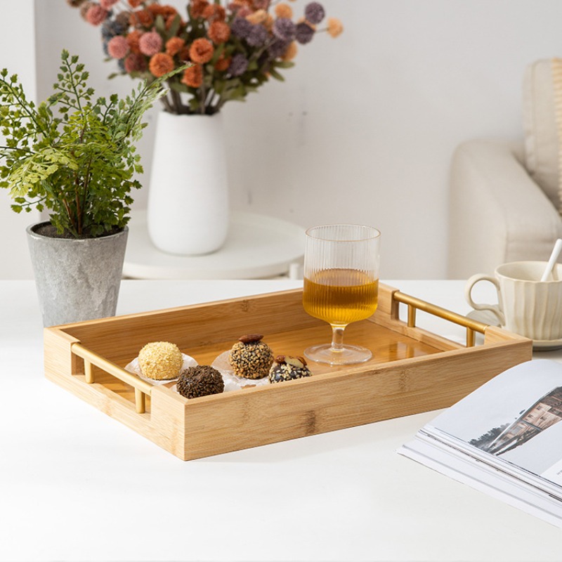 Natural Bamboo Serving Tray Se - Food Platter Snacks recension och pris