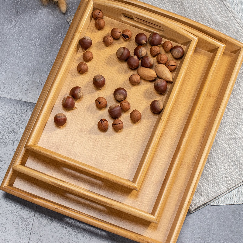 Natural Bamboo Serving Tray Se - Food Platter Snacks recension och pris