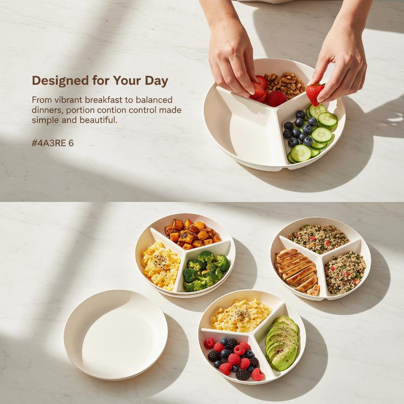 3 Compartments Grid-shaped Din - Food Platter Snacks recension och pris
